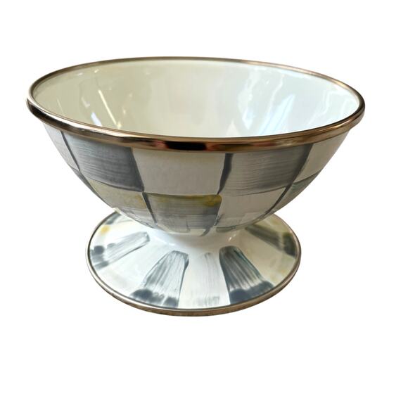 Brand New Mackenzie-Childs Sterling Check Ice Cream Dishes Set of 4 - Picture 13 of 15
